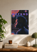 The Weeknd neon portrait poster in pink and blue