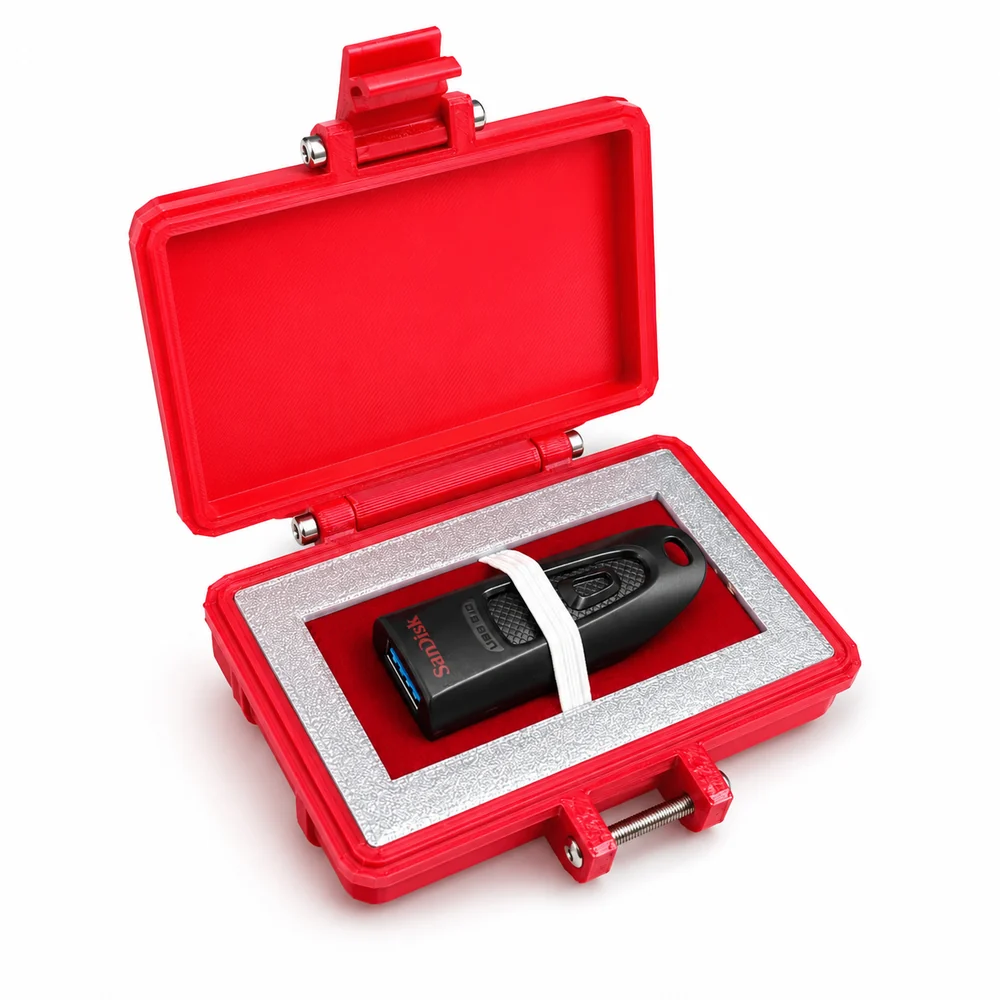 PosterBay MakerHub™ Mini Hard Shell Case for USB Flash Drives – 3D Printed Protective Storage Box with Foam Insert