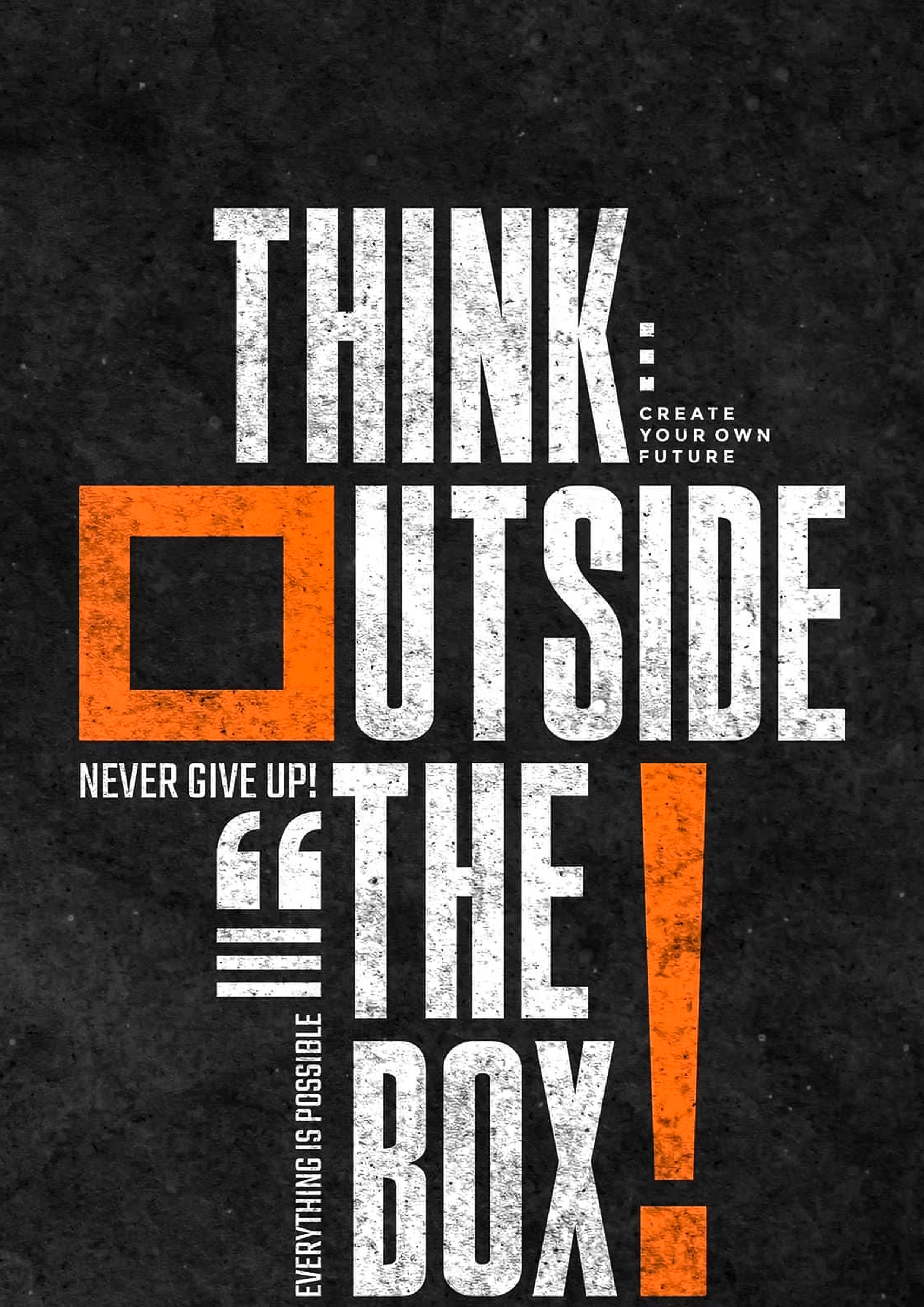 PosterBay MakerHub™ Think Outside The Box Motivational Poster – Typography Wall Art Print for Office, Study & Home